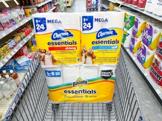 bounty and charmin paper products in walgreens cart