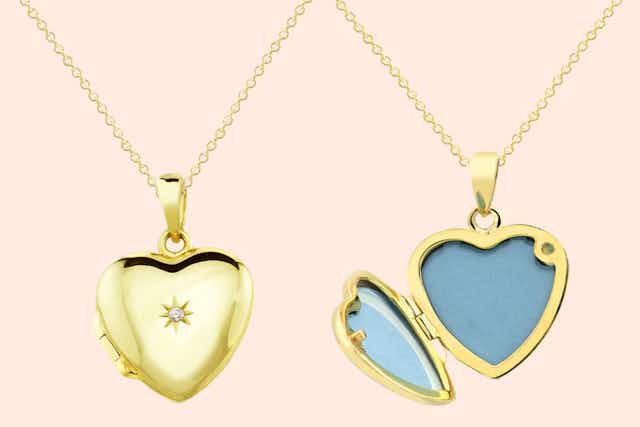 18K Gold-Plated Sterling Silver Heart-Shaped Locket, Only $14.99 Shipped card image
