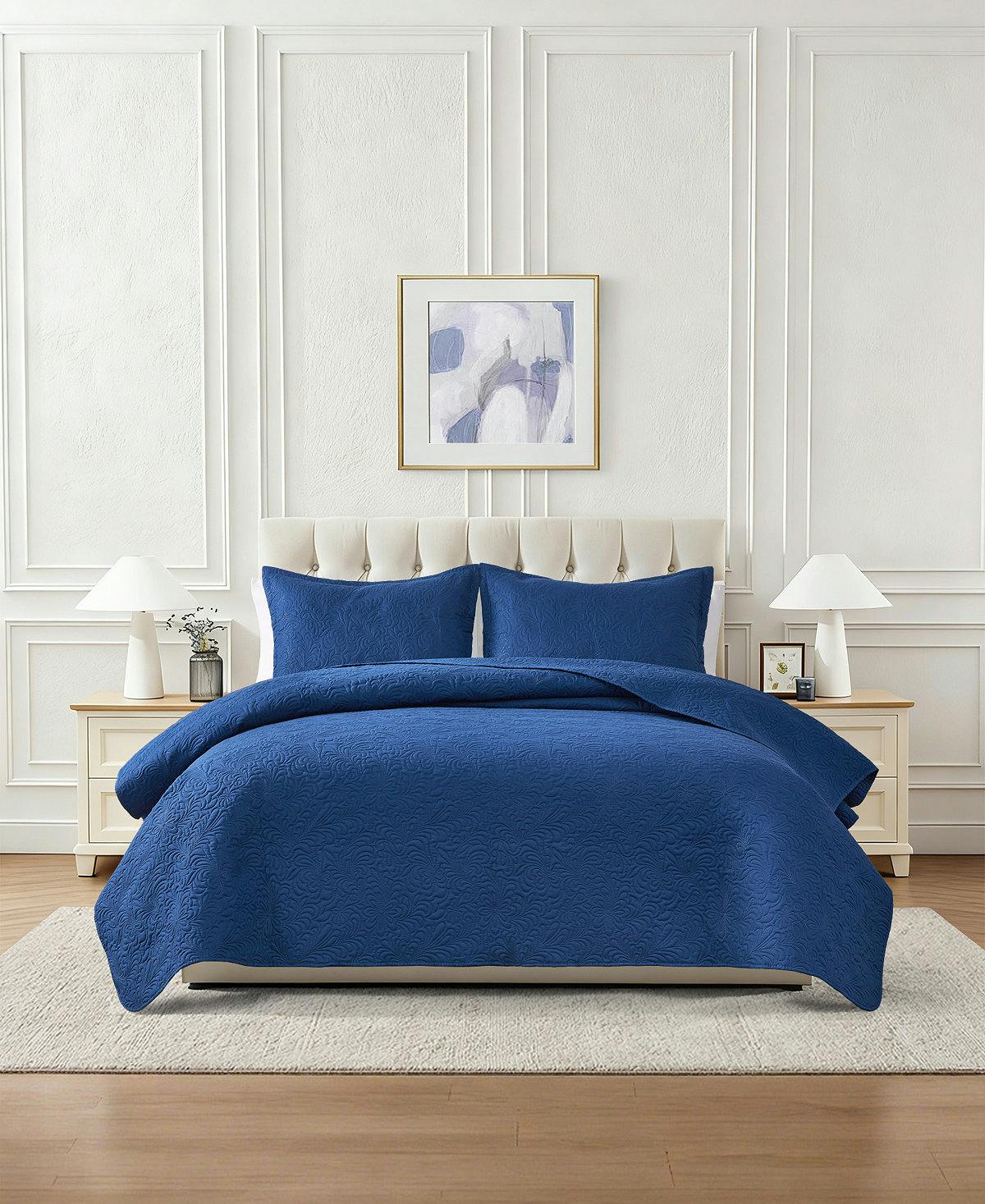 Pinsonic Floral Embossed Quilt Set