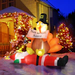 Lighted Turkey Santa Inflatable