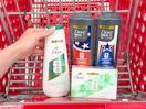4 dove fifa body products sitting together in a target cart