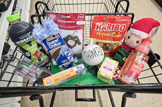 cart full of items at dollar tree