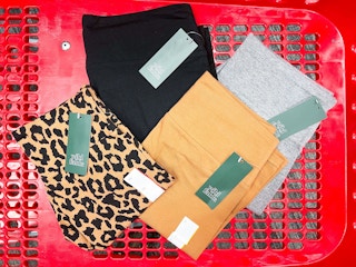 multiple pairs of Wild Fable high waisted bike shorts in a Target cart