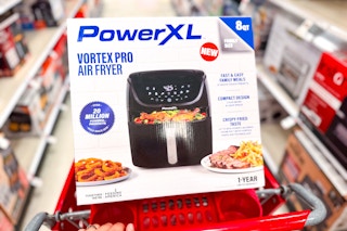 powerxl pro air fryer sitting on a target cart