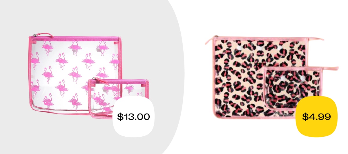 The price of the Aldi Bogg Bag pouch dupe compared to the real thing.