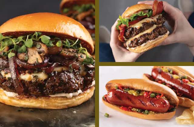 16 Cheddar Bratwursts and 8 Porterhouse Burgers, Just $70 at Omaha Steaks  card image