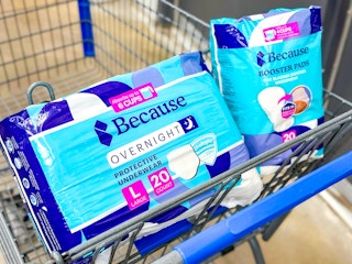 because underwear and booster pads in walmart cart
