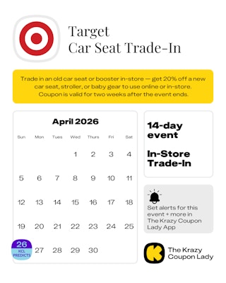 Calendar of Target Car Seat Trade in predicted for April 26 2026