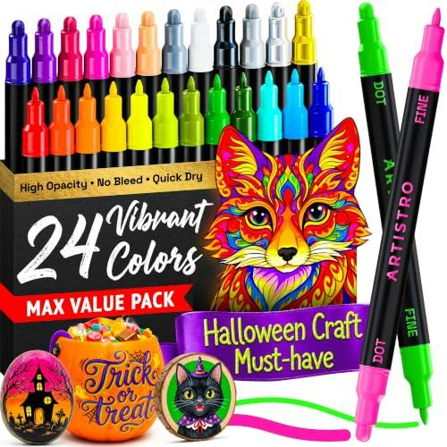 Dual-Tip Acrylic Paint Marker Pens