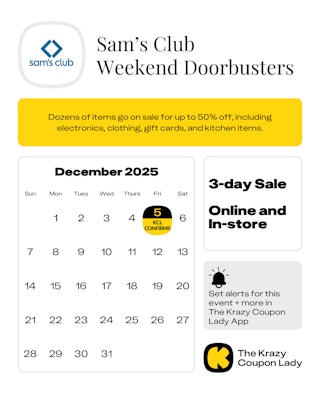Sam's Club Doorbuster sale confirmed start date in December 2025