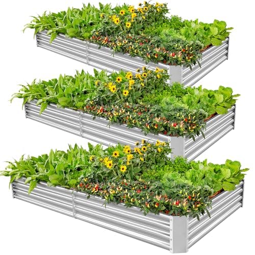 Galvanized Metal Raised Garden Bed 3-Pack