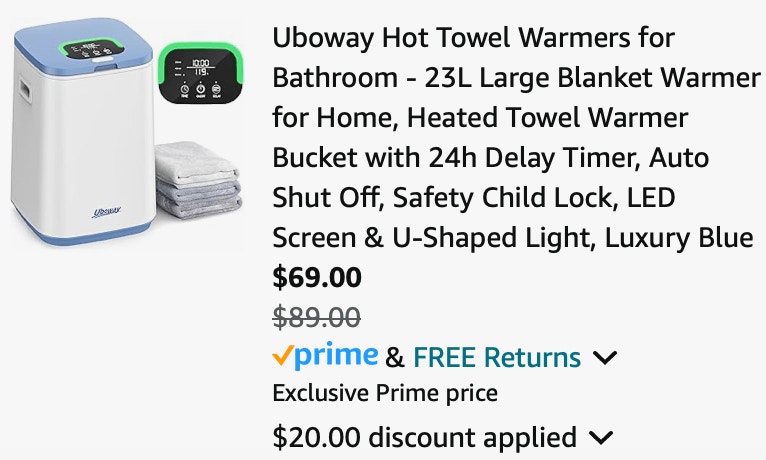 Uboway Hot Towel Warmers for Bathroom - 23L Large Blanket Warmer 