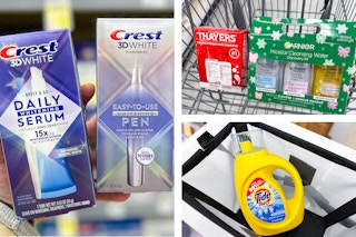 collage with crest, tide, garnier, and thayers products