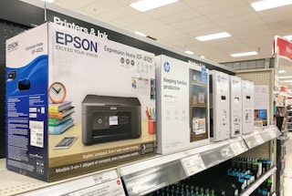 epson wireless printer on a target shelf
