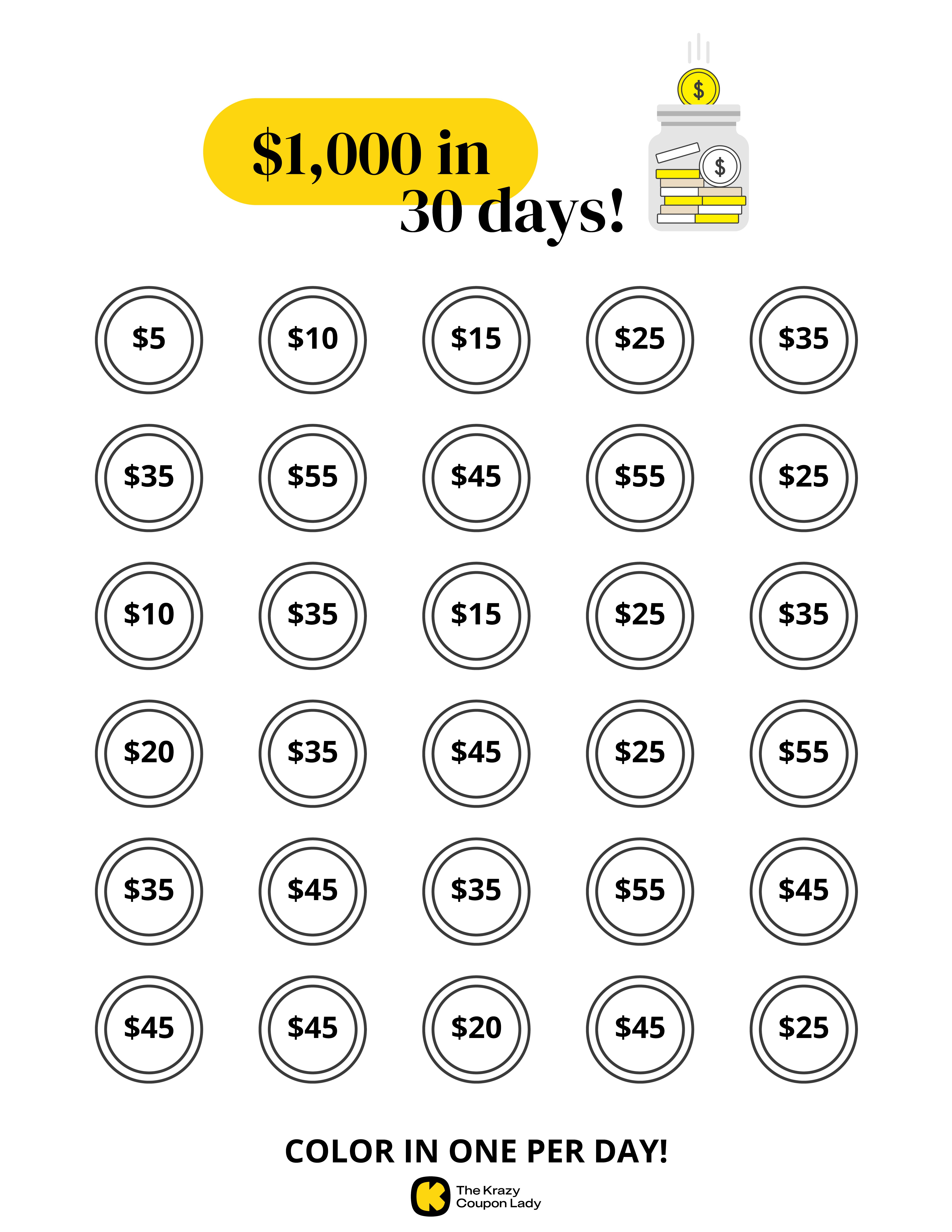 16 Free Budget Printables Save -  1 000 In 30 Days 