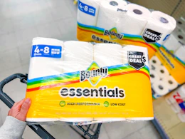 bounty essentials paper towels in a walgreens cart