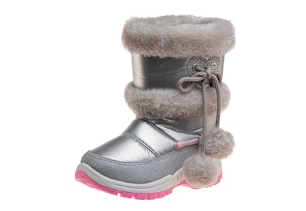 Kids' Silver and Pink Snow Boot