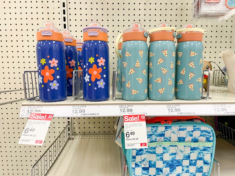 cat & jack water bottles on target shelf