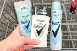 Degree deodorants in a shopping cart