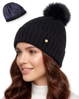 Satin Lined Pom Pom Beanie