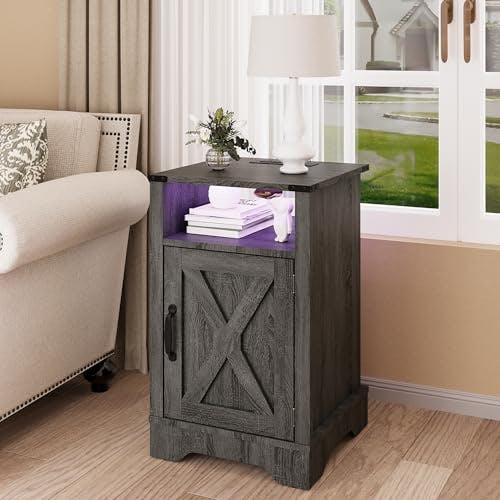 Farmhouse LED Nightstand