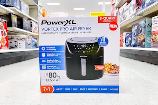 powerxl air fryer sitting on the floor in an aisle at target