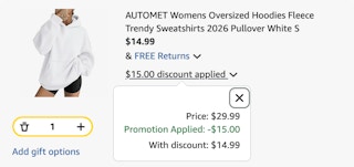 hoodie Amazon receipt