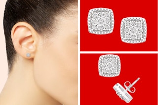 sterling silver cluster diamond earrings at Macy's