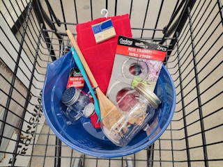 items to make sourdough in a cart