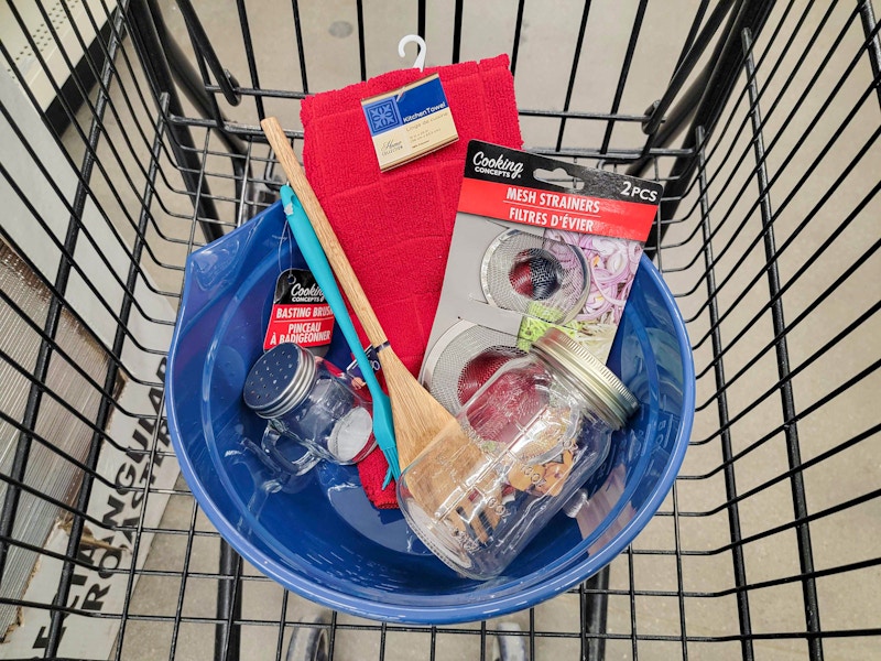 items to make sourdough in a cart