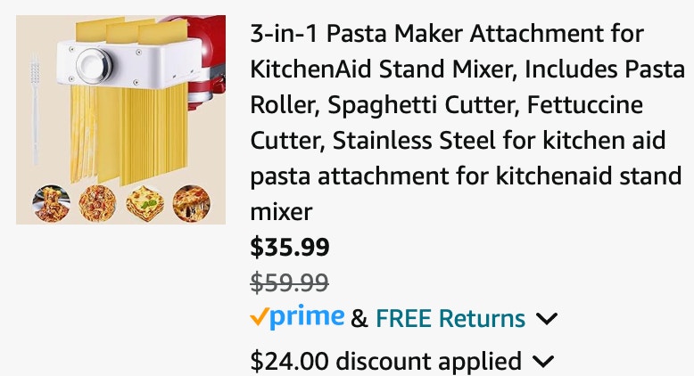 Gomen 3-in-1 Pasta Maker Attachment for Stand Mixer