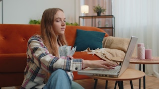 Woman counting money