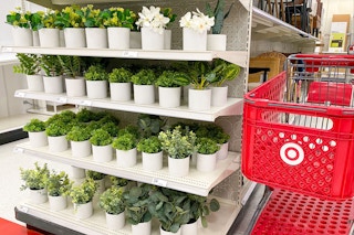 Threshold Faux Plants on shelving end cap in stores at Target