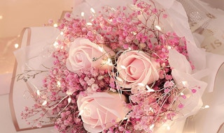 fairy lights in a bouquet of flowers