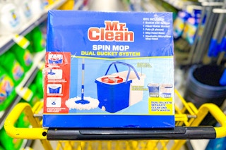 mr. clean spin mop in yellow shopping cart