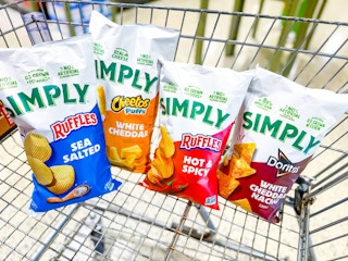 four bags of simply chips in walmart cart