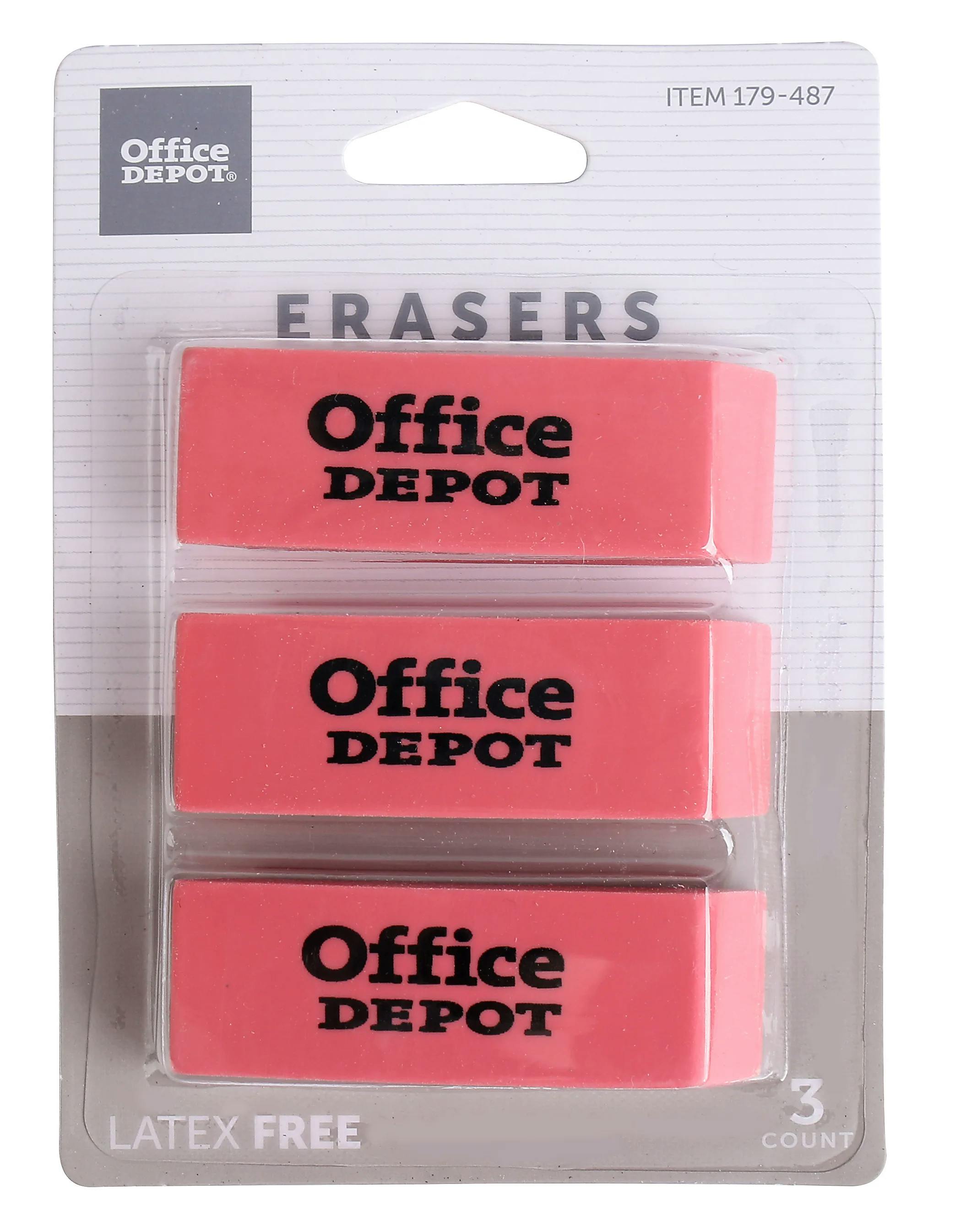 Office Depot Beveled Erasers 3-Pack