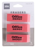 Office Depot Beveled Erasers 3-Pack