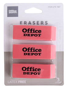 Office Depot Beveled Erasers 3-Pack