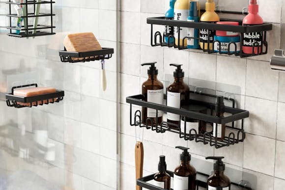 5-Piece Adhesive Shower Caddy Set, Just $9 on Amazon