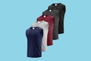 men's blue, gray, ruby, gray and black tanks