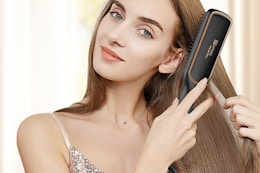 Heated Hair Straightening Brush, Only $30 With an Amazon Coupon card image