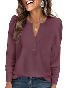 Women's Long Sleeve Henley Top