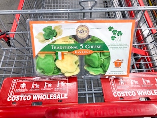 saint patricks day ravioli in a cart