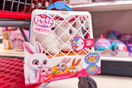 pets alive mama bunny baby surprise at sitting on a target cart