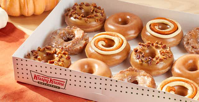 Grab the Krispy Kreme Pumpkin Spice Doughnuts Until Oct. 8 card image