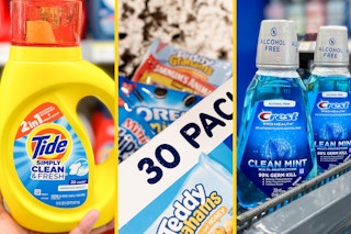 collage with tide simply, nabisco, and crest products