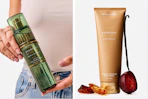 body mist and body cream in a collage