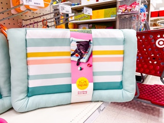 target sun squad pet cooling bed on shelf next to cart