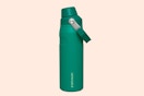 a green water bottle 